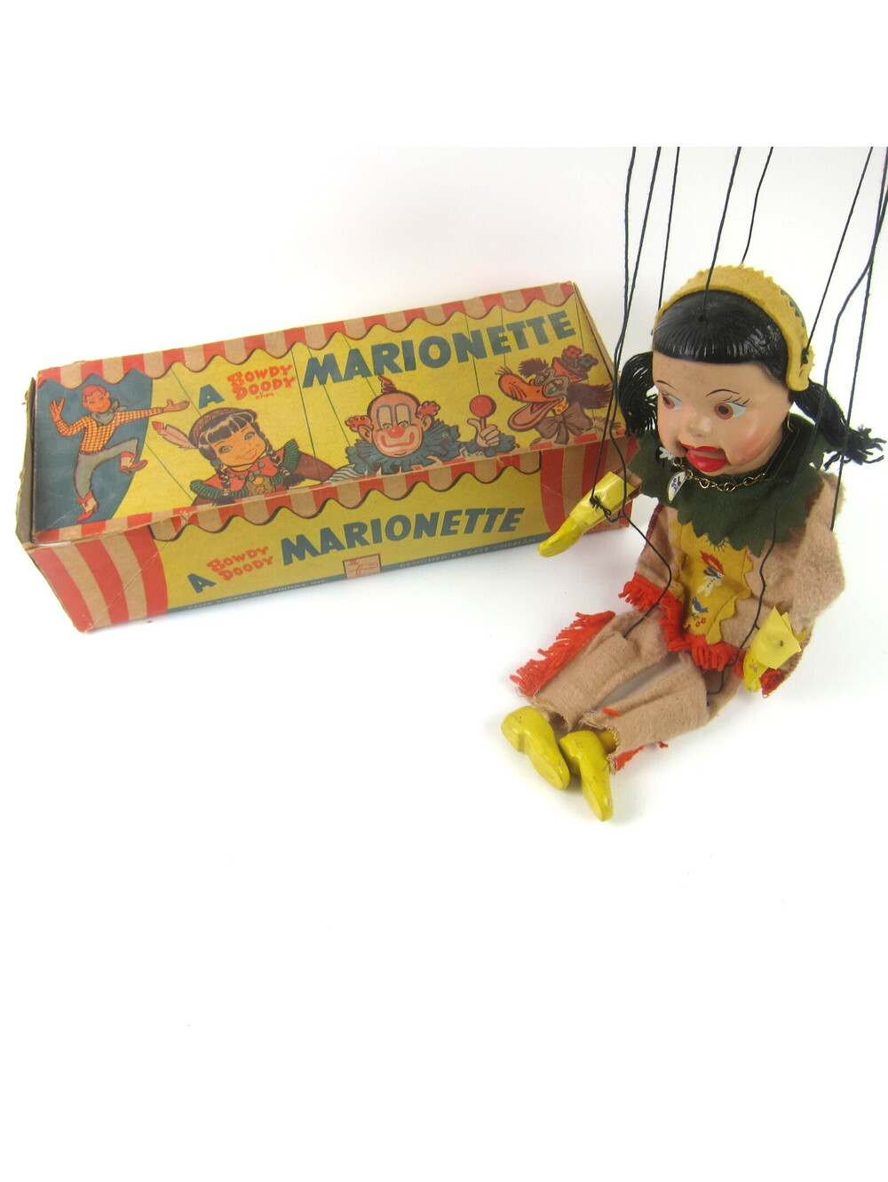 Vintage Howdy Doody String Puppet Marionette Winterspring Summerfall & Box 1950s